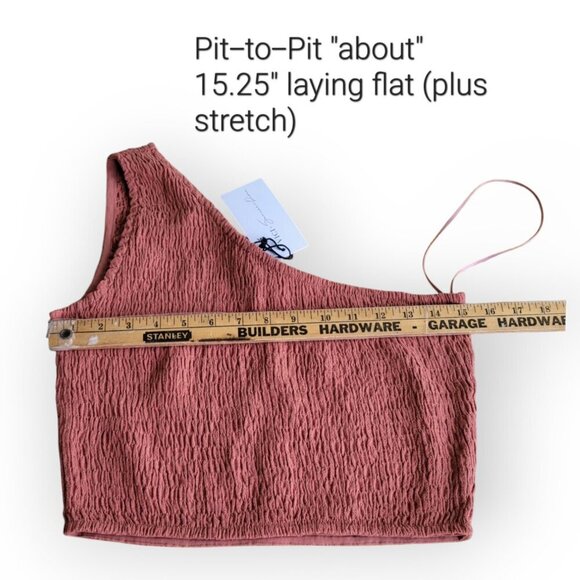 ASOS Summer Of Diane x Vici one-shoulder crinkly top in terracotta NWT size L - Picture 9 of 11